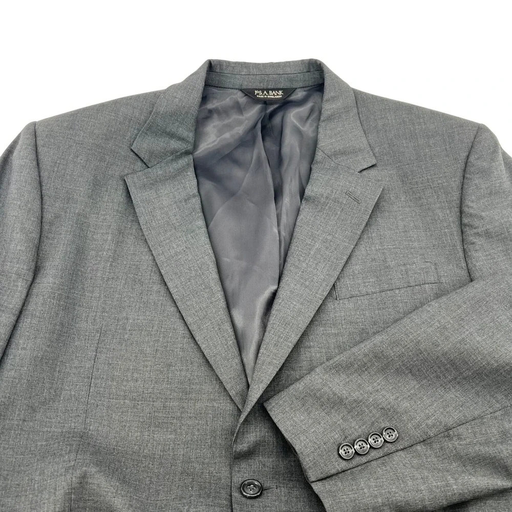 Jos. A. Bank 100% Wool‎ Men's Gray Two Button Blazer Jacket 46 L Business Career